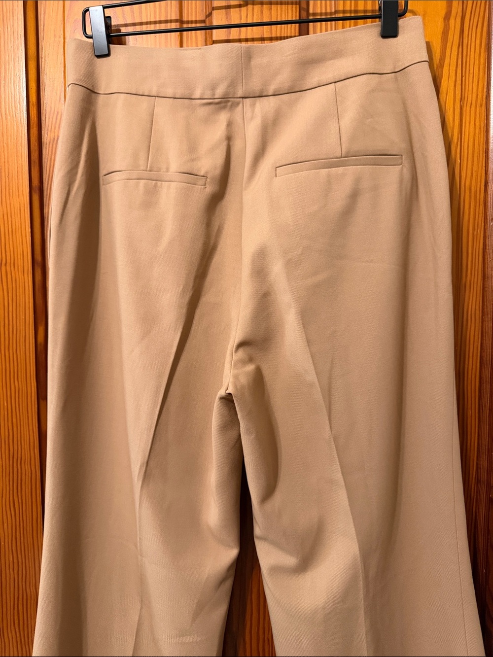 Rebecca Taylor Cavalry Twill Pant - Wool Blend Wide Leg Cropped Tan Khaki - Picture 7 of 15